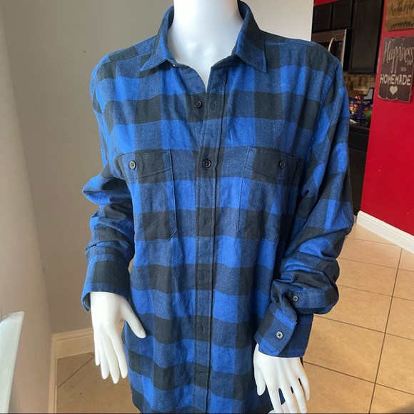 Express Men Blue checkered Plaid Buttoned Long Sleeve Shirt Top size Medium - Picture 10 of 10